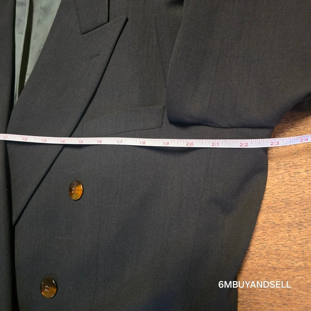 VTG Yves Saint Laurent Mens Double Breasted Blazer Black Wool Made in France M-L